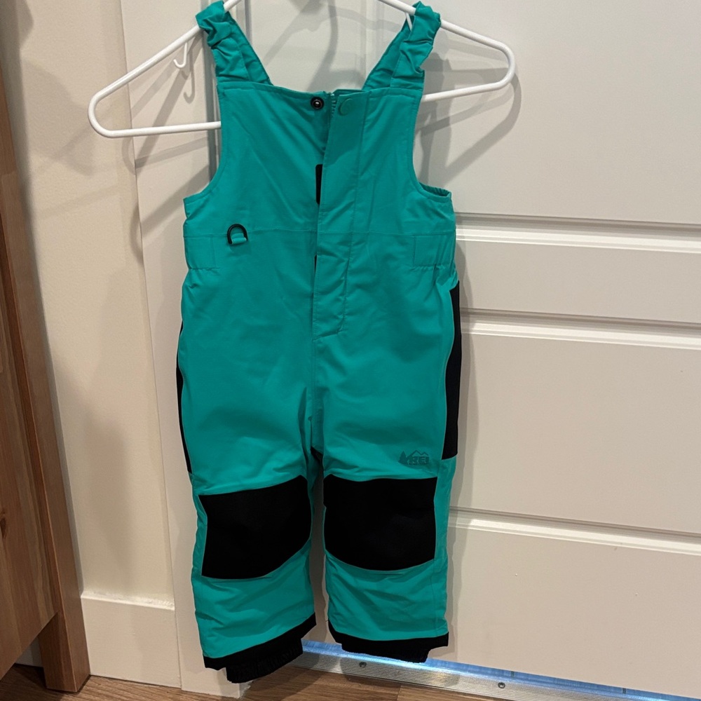 REI Kids Teal and Black Ski Bibs